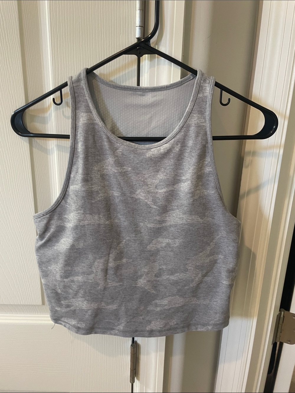 Women’s Grey Camo Cropped Tank Top/bra with removable cups
